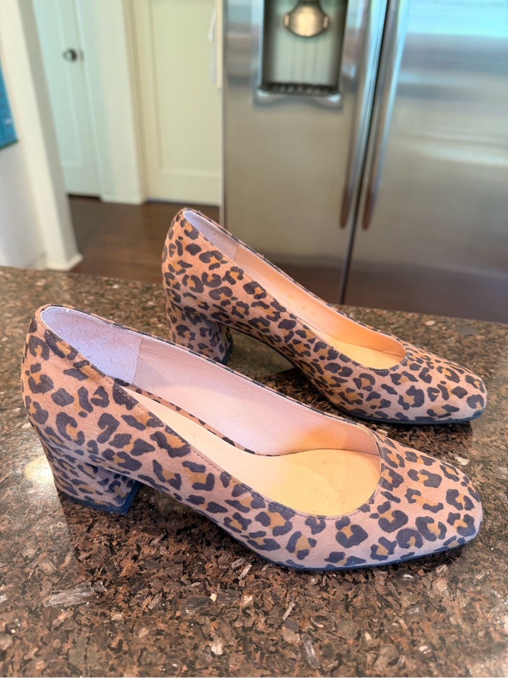 Stuart Weitzman Leopard Print Block Heel Pumps size 6